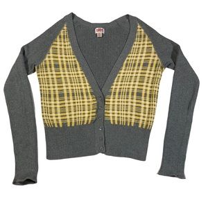 Vintage Mossimo Supply Co. Y2K plaid knit cardigan sweater. Size Large